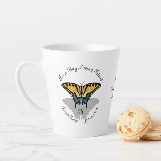 Swallowtail Butterfly Monogram Latte Mug (In Situ)