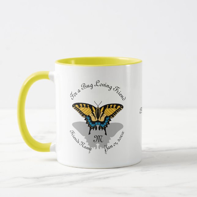 Swallowtail Butterfly Monogram Mug (Left)