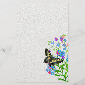 Swallowtail Butterfly on Forget Me Nots Stationary Stationery