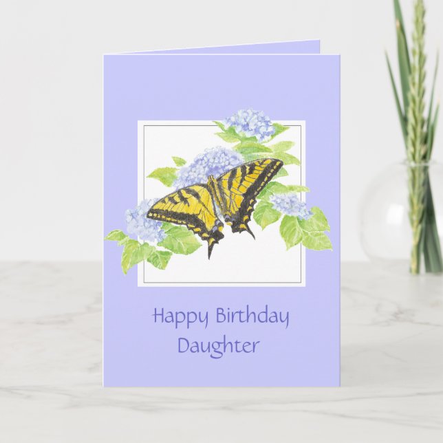 Swallowtail Butterfly on Hydrangea Flower art Card (Front)
