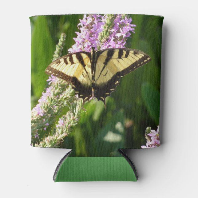 Swallowtail Butterfly on Purple Wildflowers Can Cooler (Front)