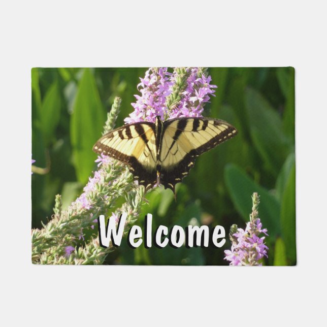 Swallowtail Butterfly on Purple Wildflowers Doormat (Front)
