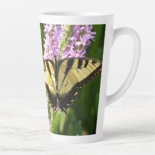 Swallowtail Butterfly on Purple Wildflowers Latte Mug