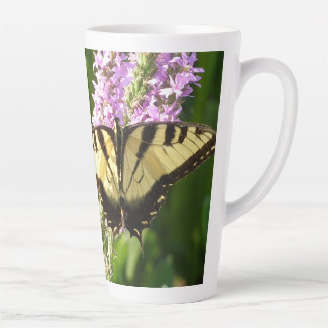 Swallowtail Butterfly on Purple Wildflowers Latte Mug (Right)
