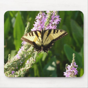 Swallowtail Butterfly on Purple Wildflowers Mouse Mat