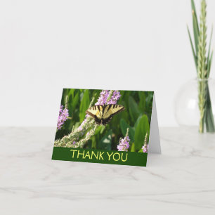 Swallowtail Butterfly on Purple Wildflowers Thank You Card