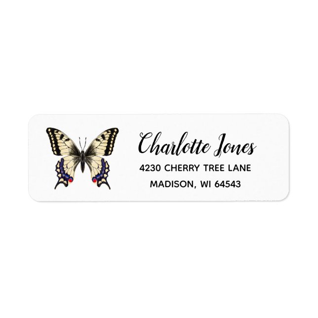 Swallowtail Butterfly Return Address Label (Front)