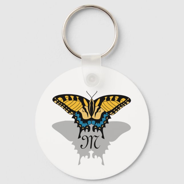 Swallowtail Butterfly Shadow Monogram Key Ring (Front)