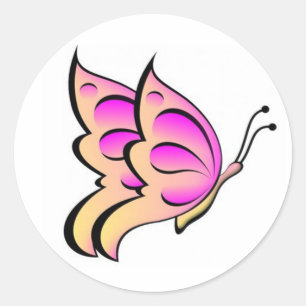 Swallowtail Butterfly Sticker/Pink Classic Round Sticker