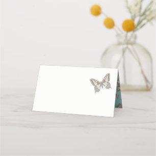 Swallowtail inked art aqua guest place cards