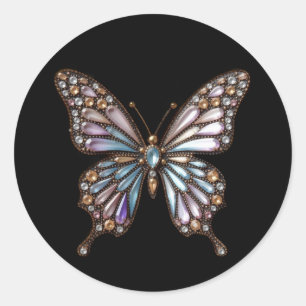 Swallowtail Jewelled Rhinestone Butterfly Classic Round Sticker