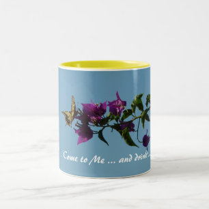 Swallowtail on bougainvillea Two-Tone coffee mug