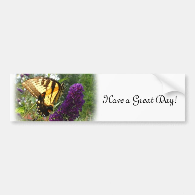 Swallowtail on butterfly bush bumper sticker (Front)