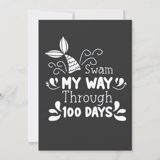 Swam My Way Thru 100 Days of School Invitation (Front)