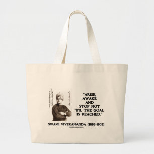 Swami Vivekananda Arise Awake Stop Not 'Til Goal Large Tote Bag