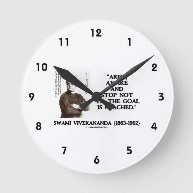 Swami Vivekananda Arise Awake Stop Not 'Til Goal Round Clock (Front)