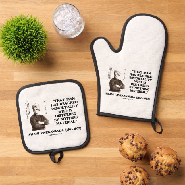 Swami Vivekananda Man Reached Immortality Material Oven Mitt & Pot Holder Set (Top Down)
