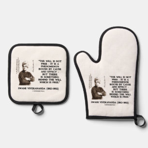 Swami Vivekananda Will Is Not Free Cause Effect Oven Mitt & Pot Holder Set