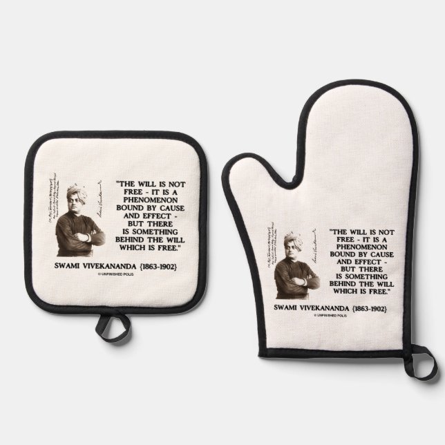 Swami Vivekananda Will Is Not Free Cause Effect Oven Mitt & Pot Holder Set (Front)
