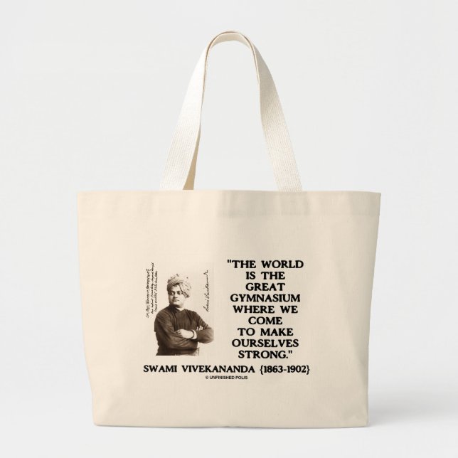 Swami Vivekananda World Great Gymnasium Strong Large Tote Bag (Front)