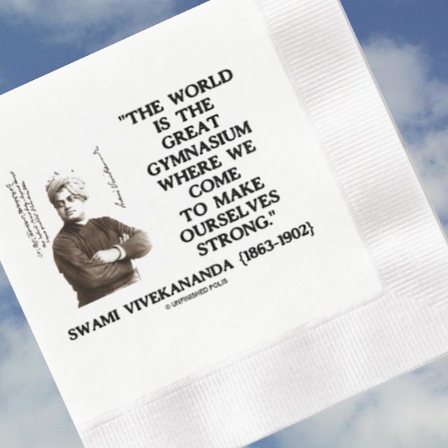 Swami Vivekananda World Great Gymnasium Strong Qte Napkin (Inspirational thought paper napkin featuring the timeless uplifting words by Swami Vivekananda)