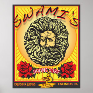 SWAMI'S ENCINITAS CALIFORNIA SURFING SURFBREAK POSTER