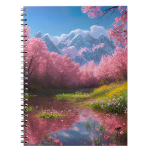 Swamp Adorned with Blossoming Cherry Trees Notebook