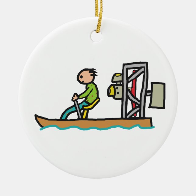 Swamp Boat Ceramic Tree Decoration (Front)