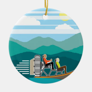 Swamp Boat ride AirBoat Ceramic Tree Decoration