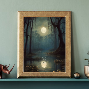 Swamp by Moonlight Poster