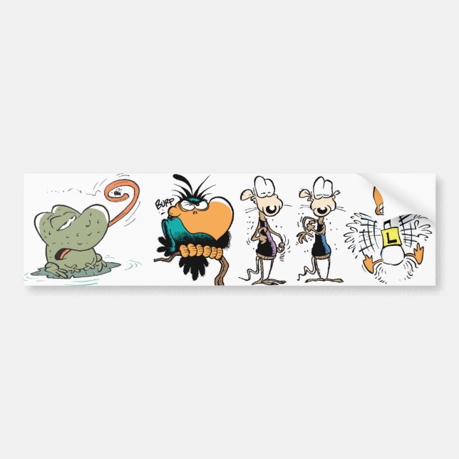 Swamp Cartoon Animals Bumper Sticker (Front)