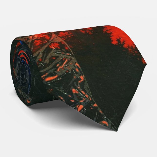 "Swamp Fire #3" Abstract Design Tie (Rolled)