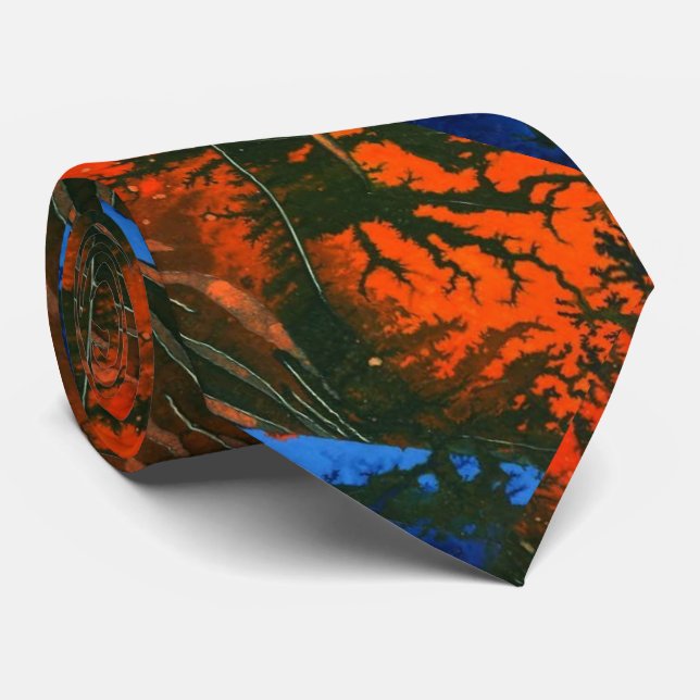 "Swamp Fire #6" Abstract Design Tie (Rolled)