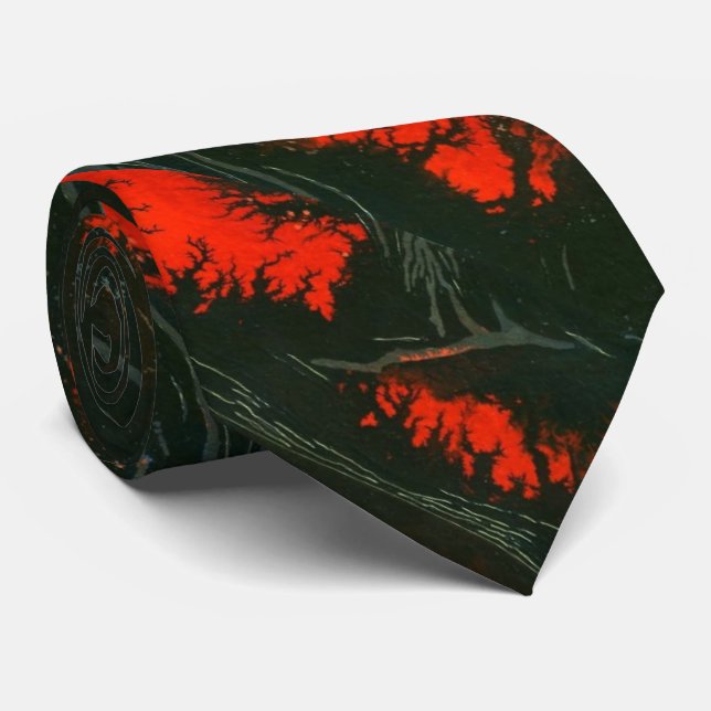 "Swamp Fire" Abstract Design Tie (Rolled)