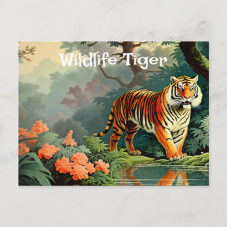 Swamp Forest Wild Tiger Vintage Poster Postcard