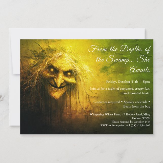 Swamp Hag Halloween Costume Party Invitation (Front)
