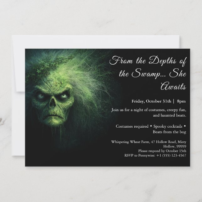 Swamp Hag Halloween Costume Party Invitation (Front)