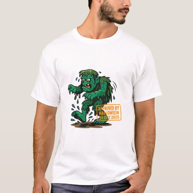 Swamp Monster Cartoon – Approved by Halloween  T-Shirt (Front)