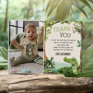Swamp Reptile Birthday Party Photo Thank You Card