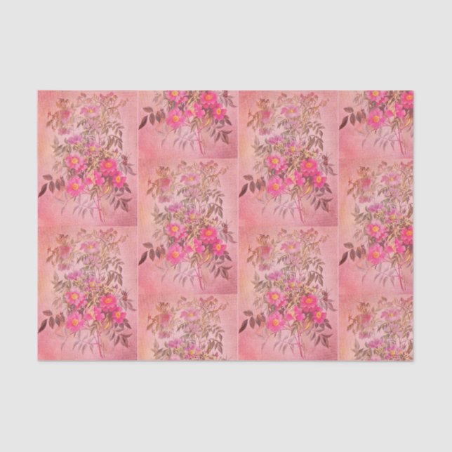Swamp Rose Pink Floral Tissue Paper (Front)