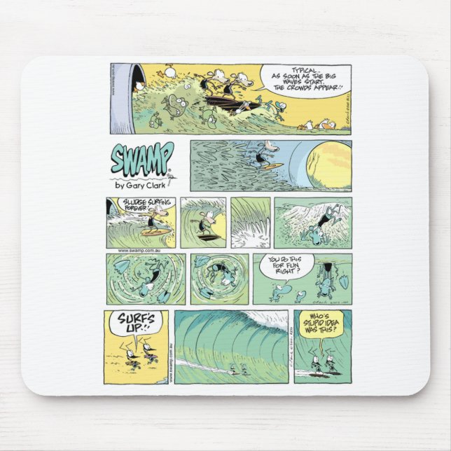 Swamp Surf's Up Surfing Cartoons Mouse Mat (Front)