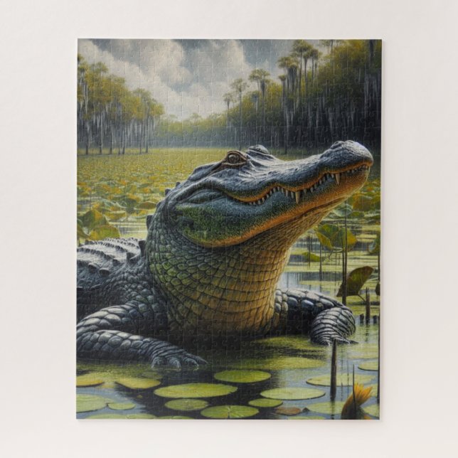 Swamp with Bull Alligator Jigsaw Puzzle (Vertical)