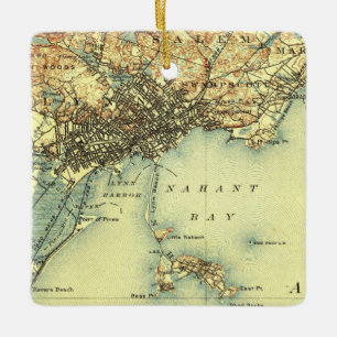 Swampscott MA Vintage Map Ceramic Ornament