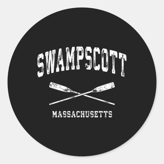 Swampscott Massachusetts Nautical Crossed Oars Classic Round Sticker (Front)
