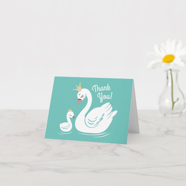 Swan 1st Birthday Party Baby Shower Card (Small Plant)