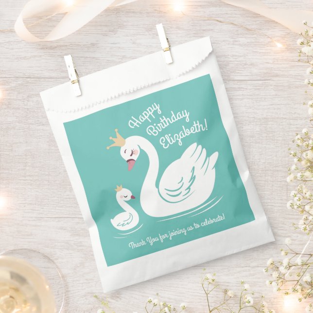 Swan 1st Birthday Party Baby Shower Favour Bags (Clipped)