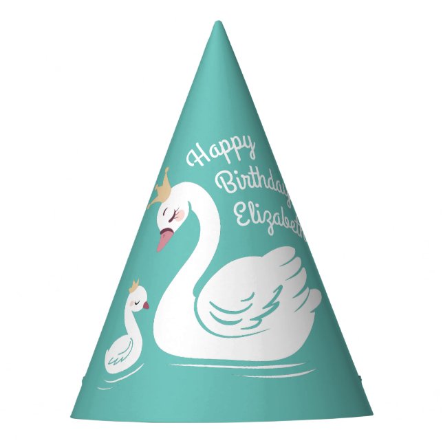 Swan 1st Birthday Party Baby Shower Hat (Front)