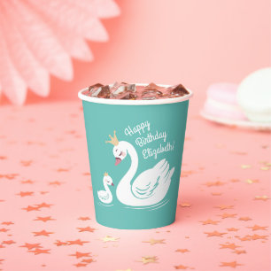 Swan 1st Birthday Party Baby Shower Paper Cups