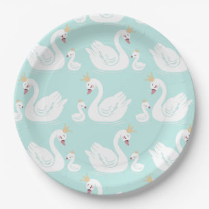 Swan 1st Birthday Party Baby Shower Paper Plate