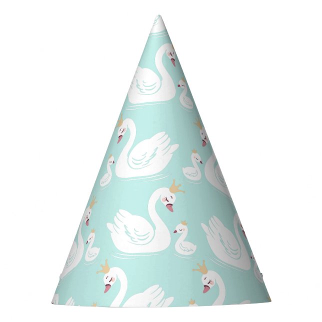 Swan 1st Birthday Party Baby Shower Party Hat (Front)